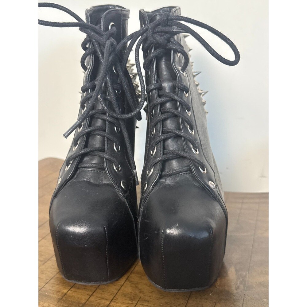 Rare Jeffrey Campbell Havana Last SPIKE Black Leather Spiked Platform Boots 7.5 - Picture 8 of 15